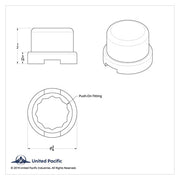 United Pacific 7/16" X 1/2" Chrome Plastic Flat Top Nut Covers - Push On (10 Pack)