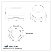 United Pacific 9/16" X 11/16" Chrome Plastic Flat Top Nut Covers - Push On (10 Pack)