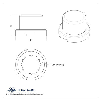 United Pacific 9/16" X 11/16" Chrome Plastic Flat Top Nut Covers - Push On (10 Pack)