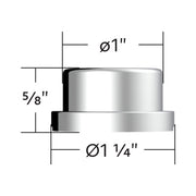 United Pacific 3/4" X 5/8" Chrome Plastic Flat Top Nut Covers - Push On (10 Pack)