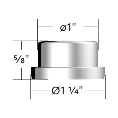 United Pacific 3/4" X 5/8" Chrome Plastic Flat Top Nut Covers - Push On (10 Pack)