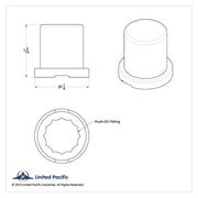 United Pacific 3/4" X 1-1/4" Chrome Plastic Flat Top Nut Covers - Push On (10 Pack)