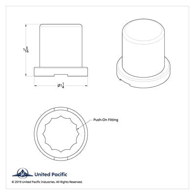 United Pacific 3/4" X 1-1/4" Chrome Plastic Flat Top Nut Covers - Push On (10 Pack)