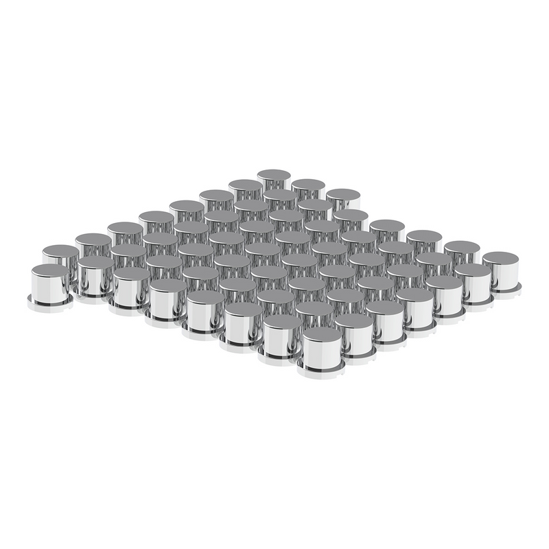 United Pacific 15/16" x 1-3/16" Chrome Plastic Flat Top Nut Covers Push-On (Color Box of 60) 10757CB
