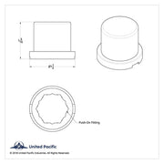 United Pacific 15/16" X 1-3/16" Chrome Frame Nut Cover - Push On (10 Pack)