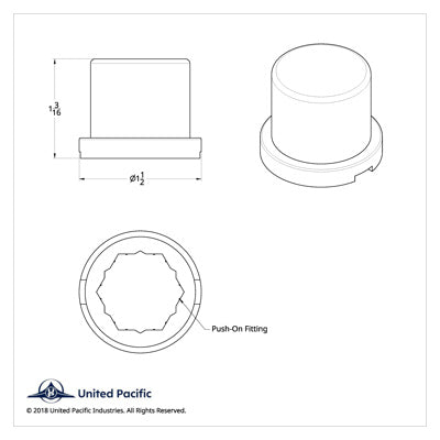 United Pacific 15/16" X 1-3/16" Chrome Frame Nut Cover - Push On (10 Pack)