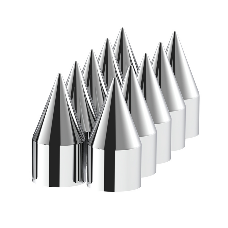 United Pacific 9/16" x 1-1/2" Chrome Plastic Spike Nut Covers Push-On (10-Pack) 10762