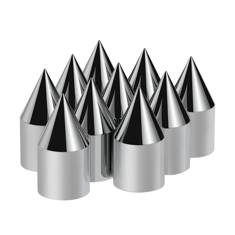 United Pacific 1-1/8" x 2-13/16" Chrome Plastic Spike Nut Covers Push-On (Color Box Of 10) 10768