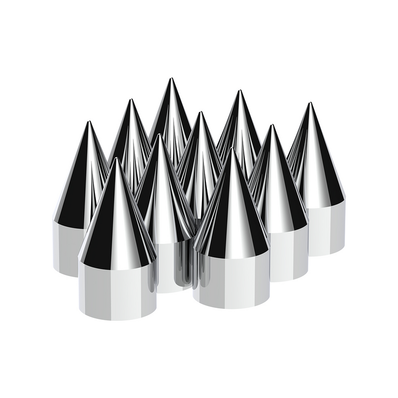 United Pacific 1-1/2" x 4-1/8" Chrome Plastic Spike Nut Covers Push-On (10-Pack) 10770