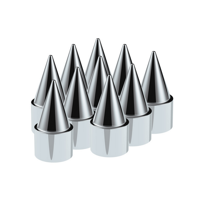 United Pacific 1-1/2" X 4-1/4" Chrome Plastic Stiletto Nut Covers Push-On (10-Pack) 10779