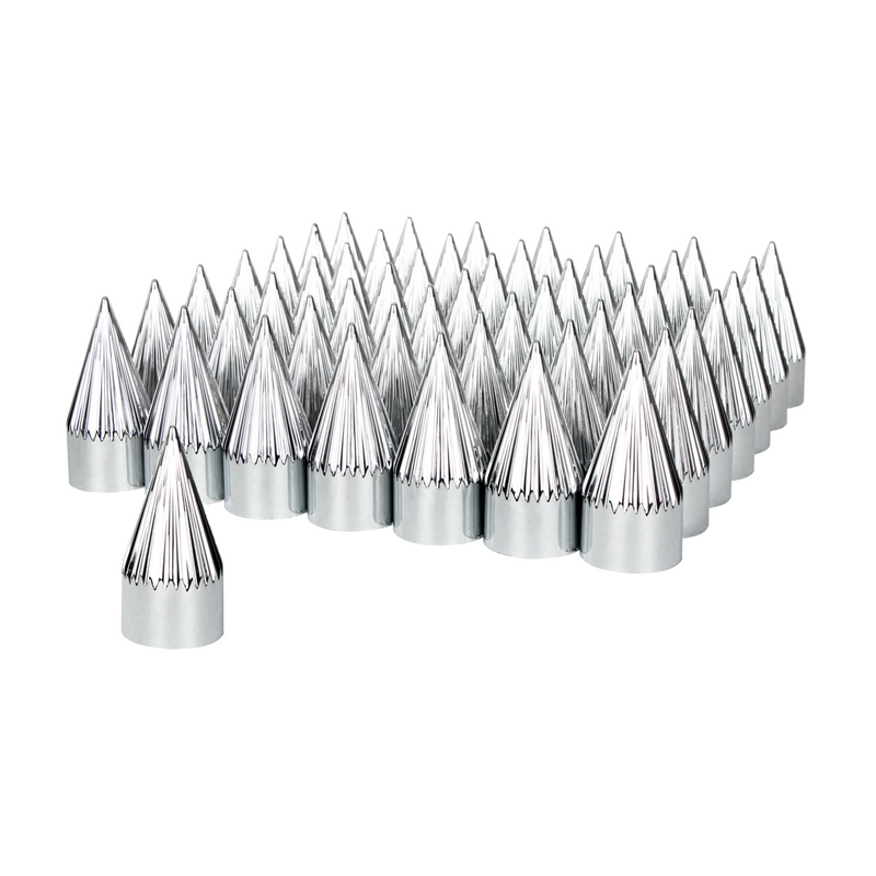 United Pacific 33mm x 4-3/8" Chrome Plastic Razor Nut Covers Thread-On (60-Pack) 10781CB