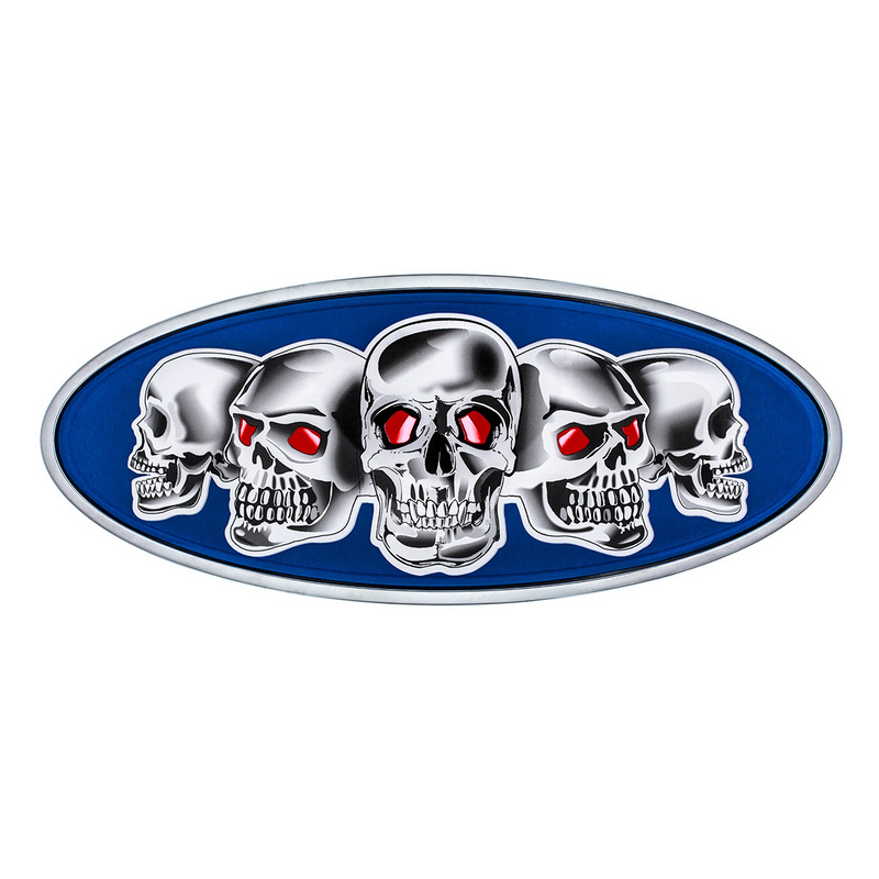 United Pacific Chrome Die Cast Skull Emblem Blue 10883