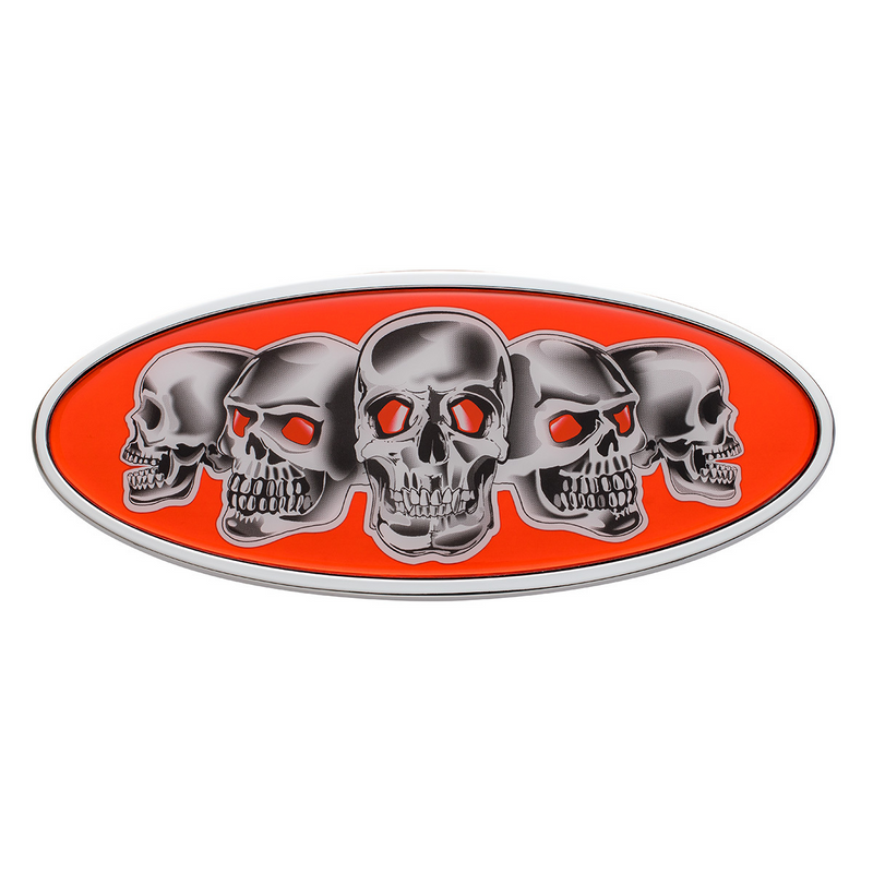 United Pacific Chrome Die Cast Skull Emblem Red 10884