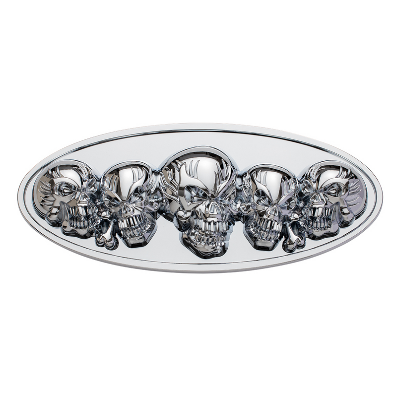 United Pacific Chrome Die Cast Oval Emblem 3D Skull 10963