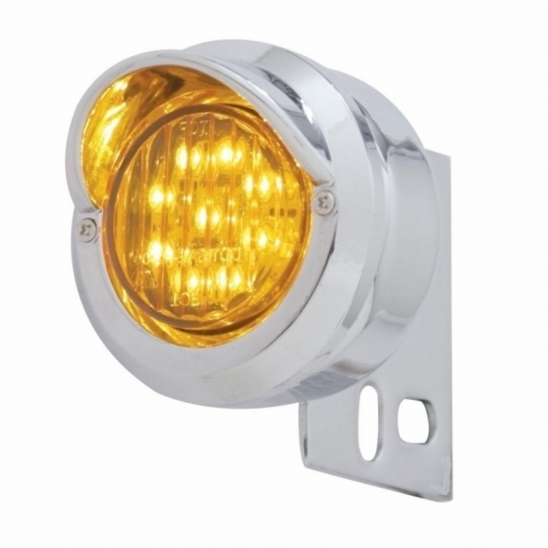 United Pacific 9 LED Mud Flap Hanger End Light With Visor Amber LED/Amber Lens 10980
