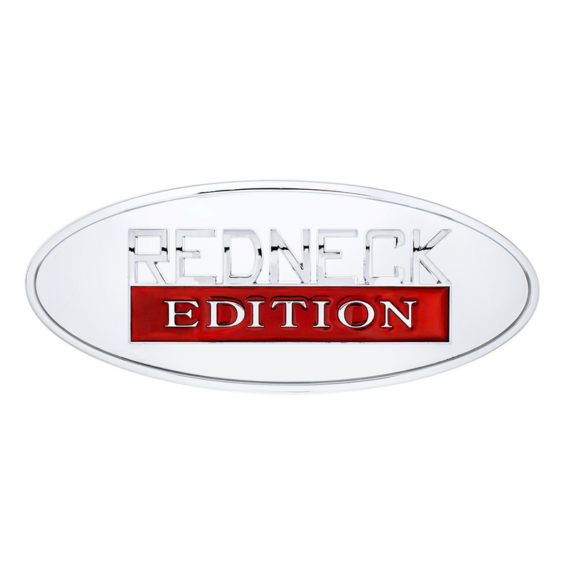 United Pacific Chrome Die Cast Oval Emblem "Redneck Edition" 11019