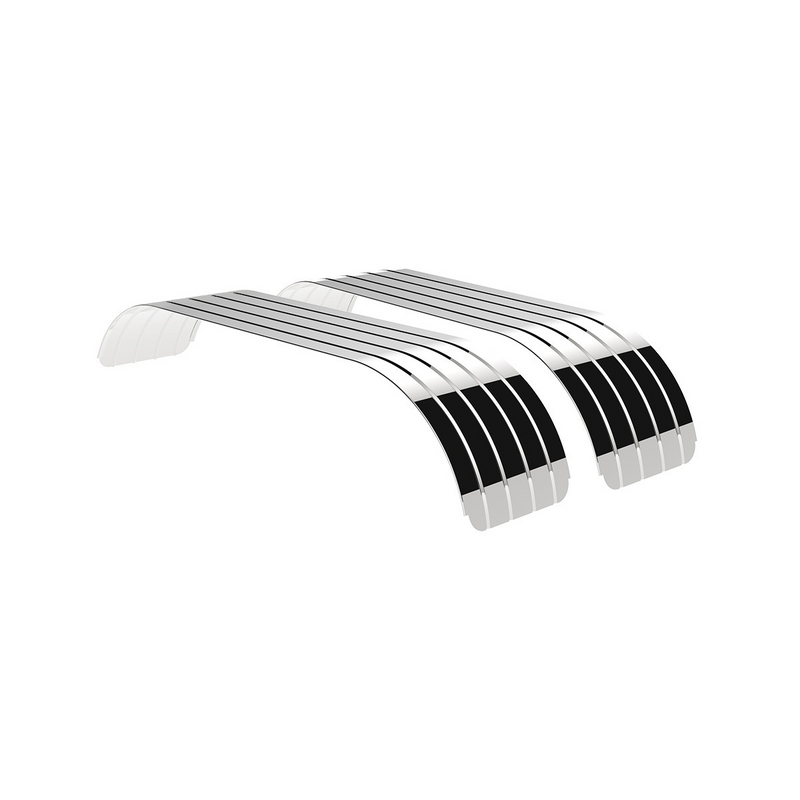 United Pacific 120" 430 Stainless Steel (16ga) Beaded Edge Ribbed Full Fender 60" Spread SR Series (Pair) 11033