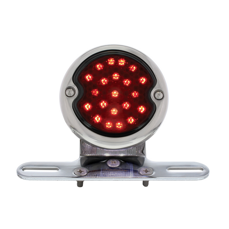 United Pacific Chrome Motorcycle Rear Fender LP Bracket With 1933-36 Ford Style LED Tail Light 20216