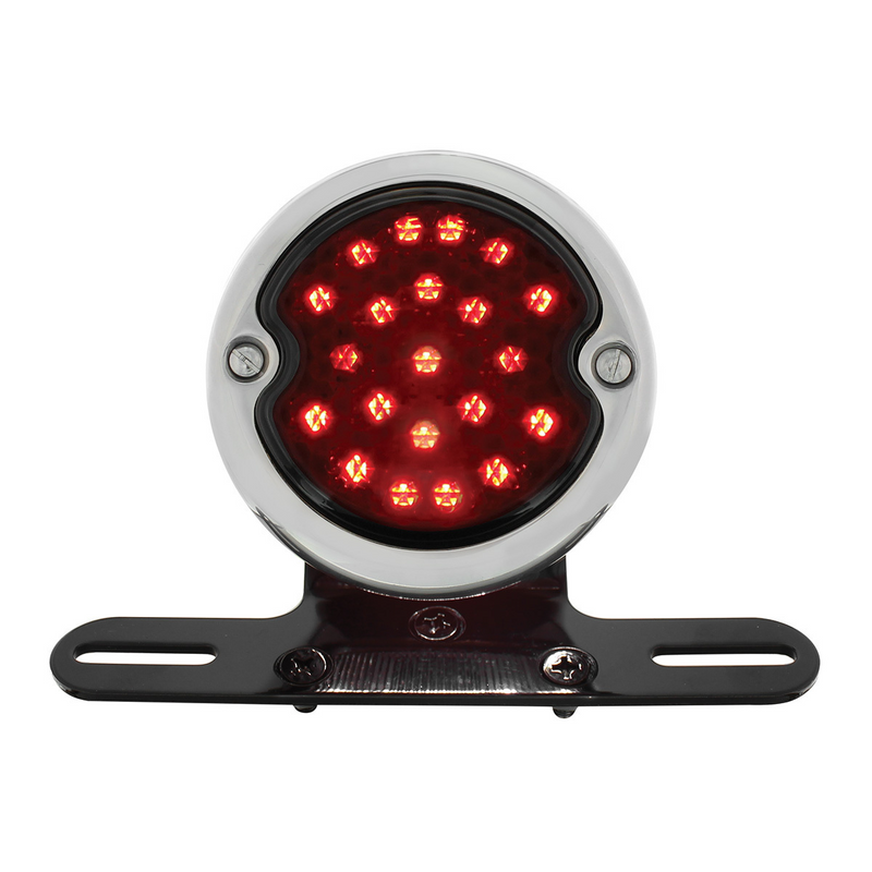 United Pacific Black Motorcycle Rear Fender LP Bracket With 1933-36 Ford Style LED Tail Light 20217