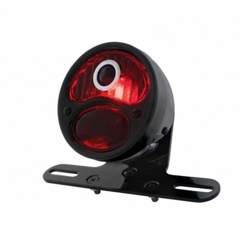 United Pacific DUO Lamp Motorcycle Rear Fender Tail Light With Red Glass Lens & Blue Dot 20291