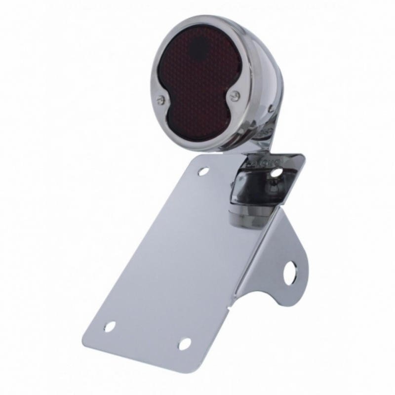 United Pacific Chrome Vertical Side Mount License Bracket For Motorcycle With 1932 "DUO Lamp" Tail Light 20331
