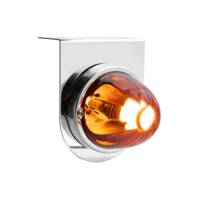 United Pacific Dual Function Glass Watermelon Light With Stainless Steel Light Bracket Kit With LED Bulb-Amber LED/Dark Amber 20403