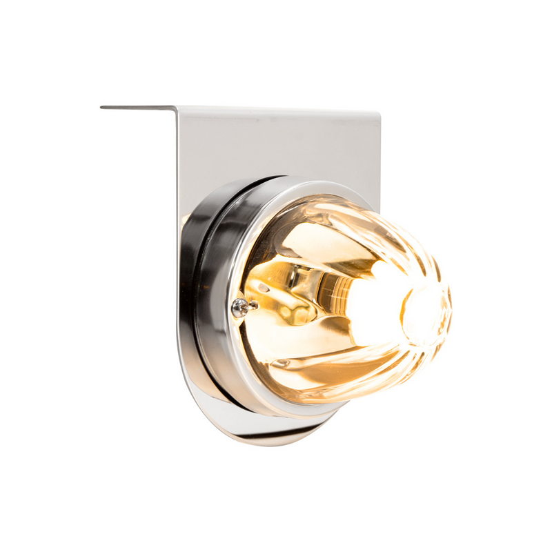 United Pacific Dual Function Glass Watermelon Light With Stainless Steel Light Bracket Kit With LED Bulb-Amber LED/Clear Lens 20406