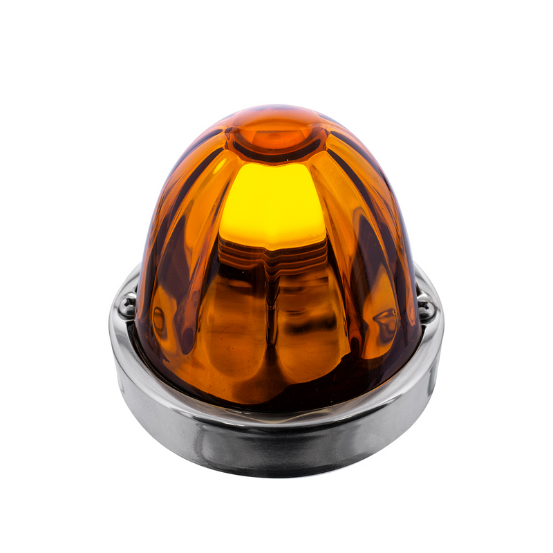 United Pacific Dual Function Glass Watermelon Flush Mount Kit With LED Bulb Amber LED/Amber Lens 20409