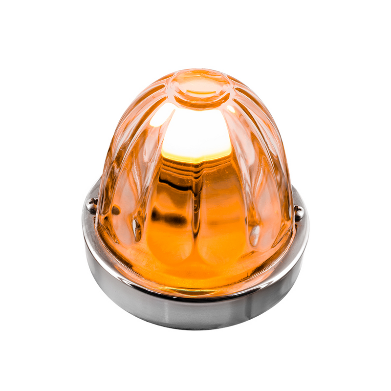 United Pacific Dual Function Glass Watermelon Flush Mount Kit With LED Bulb Amber LED/Clear Lens 20410