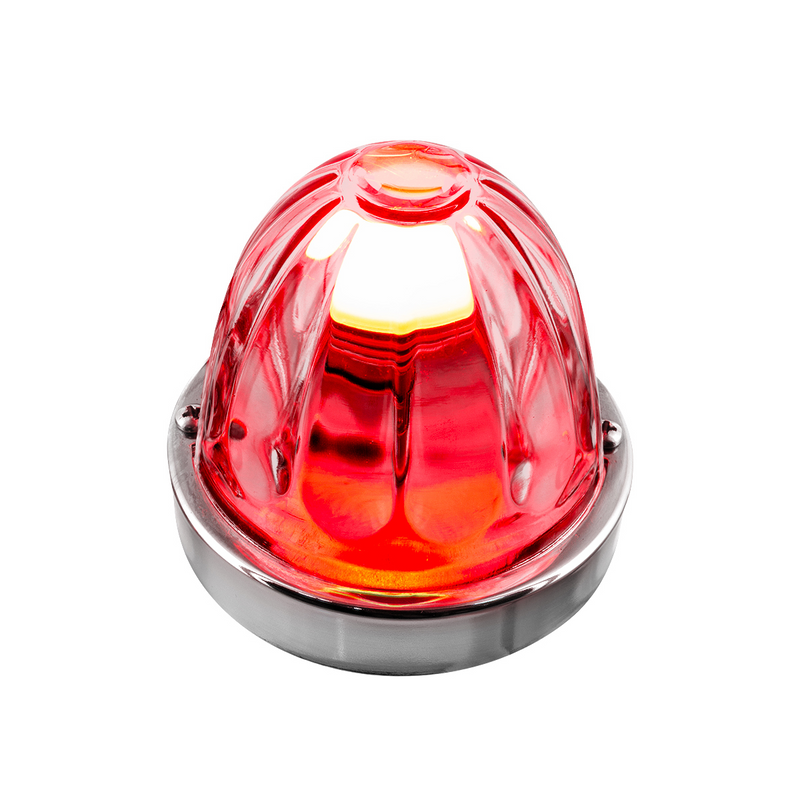United Pacific Dual Function Glass Watermelon Flush Mount Kit With LED Bulb Red LED/Clear Lens 20411