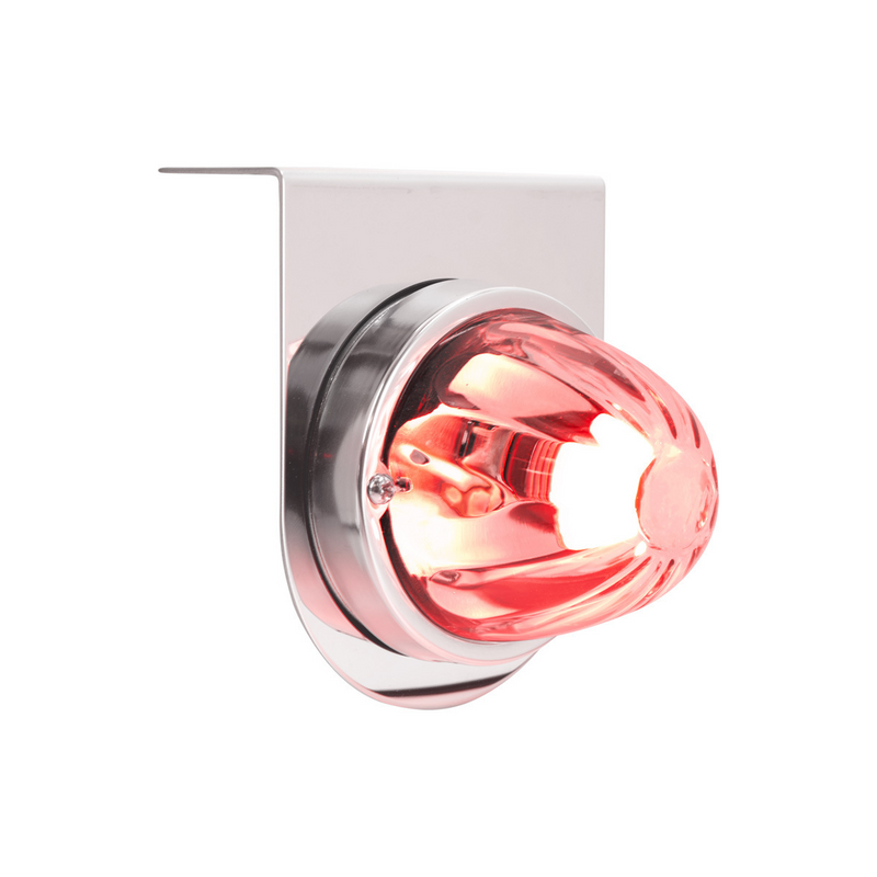 United Pacific Dual Function Glass Watermelon Light With Stainless Steel Light Bracket Kit With LED Bulb-Red LED/Clear Lens 20414