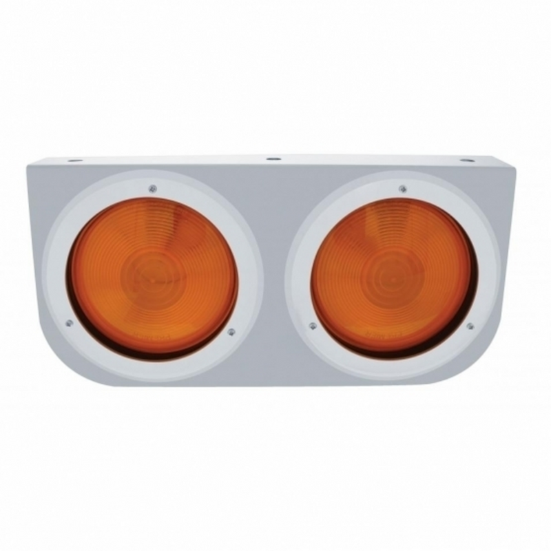 United Pacific Stainless Light Bracket With 2X 4" Lights & Bezels Amber Lens 20427