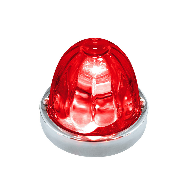 United Pacific Dual Function Glass Watermelon Flush Mount Kit With LED Bulb Red LED/Red Lens 20459