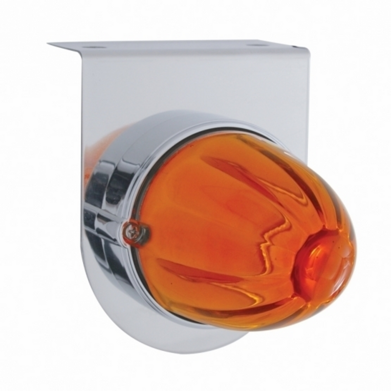 United Pacific Glass Watermelon Light With Stainless Steel Light Bracket Kit- Amber Lens 20478