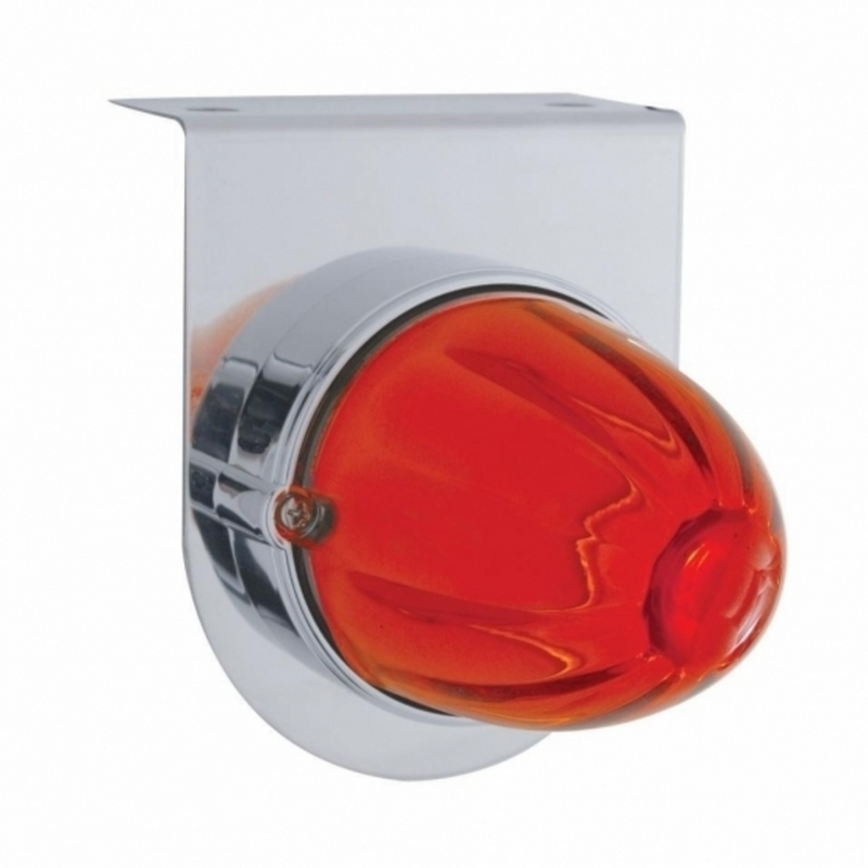 United Pacific Glass Watermelon Light With Stainless Steel Light Bracket Kit- Dark Amber Lens 20478DK