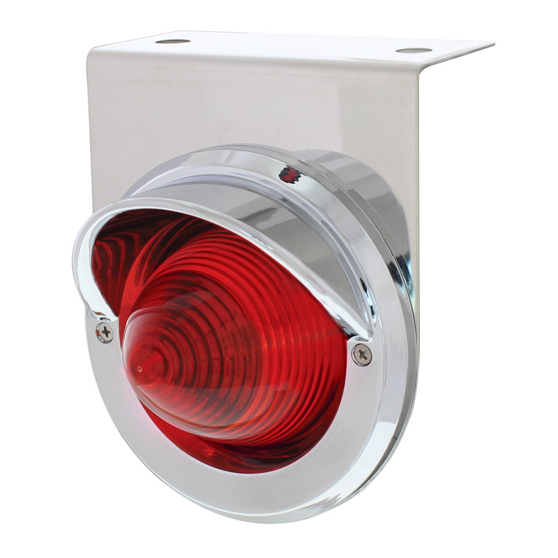 United Pacific Stainless Steel Bracket With Single Red Light & Chrome Visor Bezel 20497