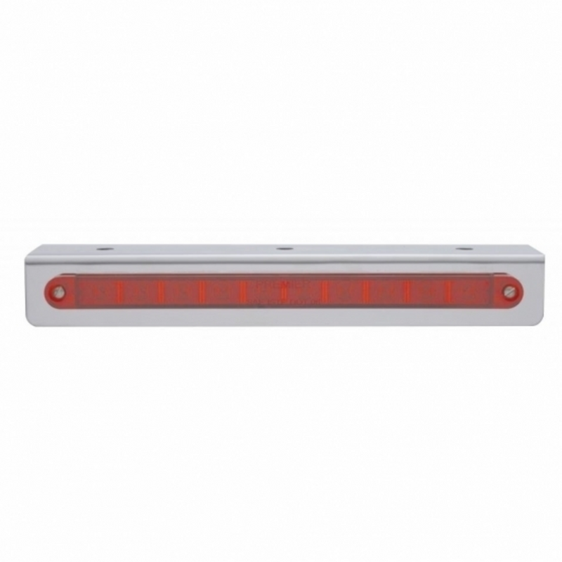 United Pacific 9-3/4" Stainless Light Bracket With 10 LED 9" Light Bar Red LED/Red Lens 20762