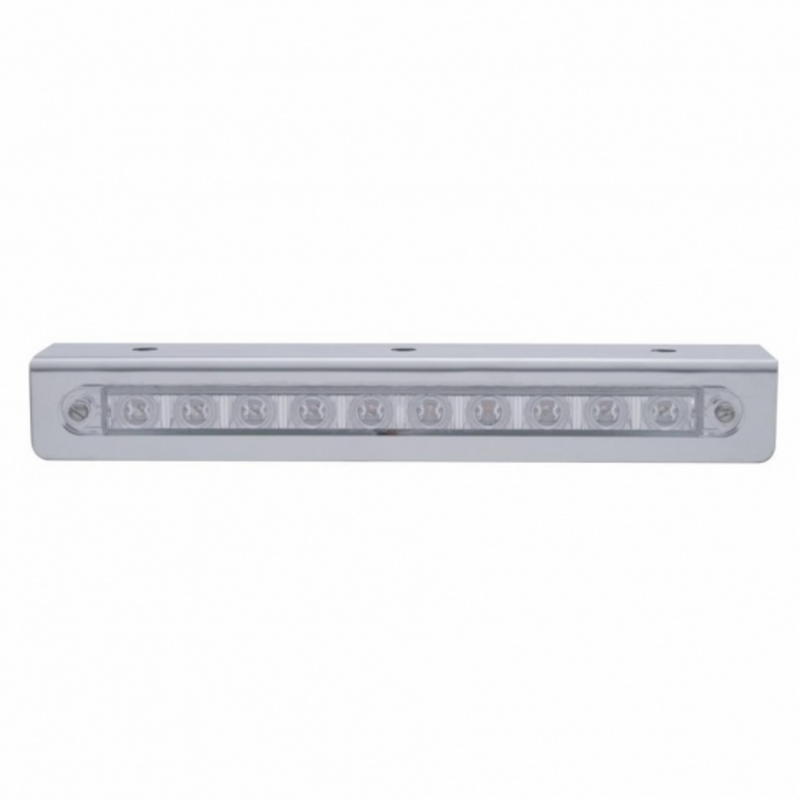 United Pacific 9-3/4" Stainless Light Bracket With 10 LED 9" Light Bar Amber LED/Clear Lens 20763
