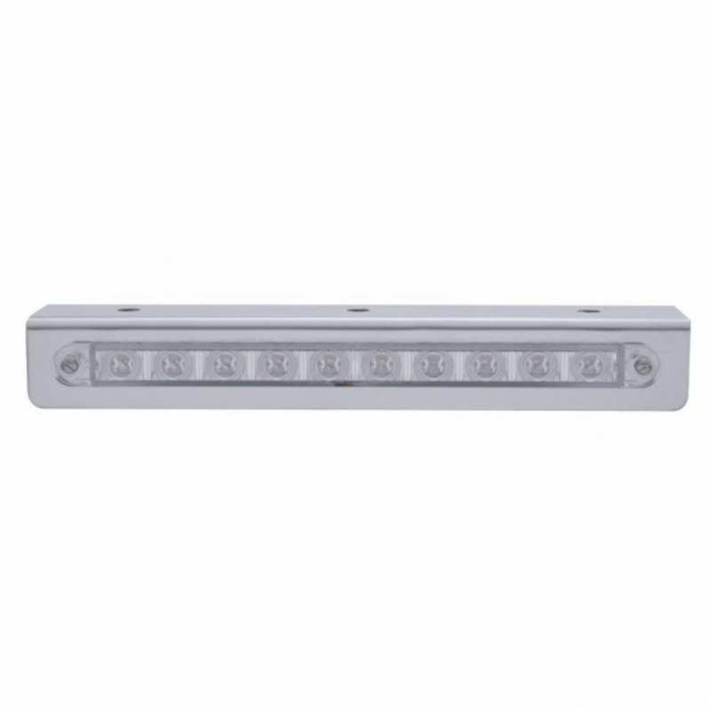 United Pacific 9-3/4" Stainless Light Bracket With 10 LED 9" Light Bar Red LED/Clear Lens 20764