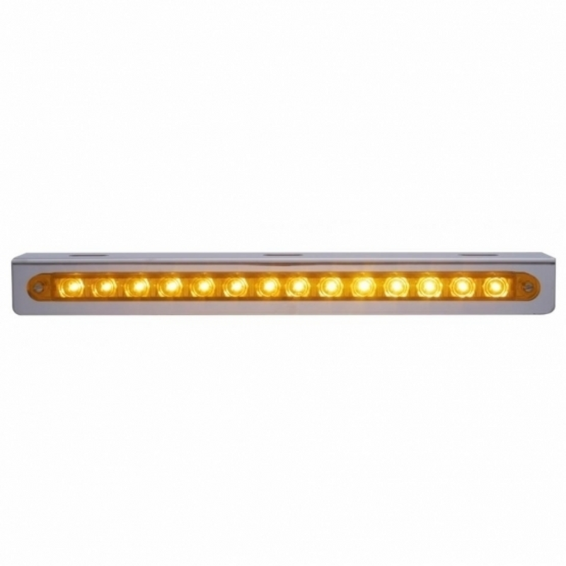 United Pacific 12-3/4" Stainless Light Bracket With 14 LED 12" Light Bar Amber LED/Amber Lens 20771