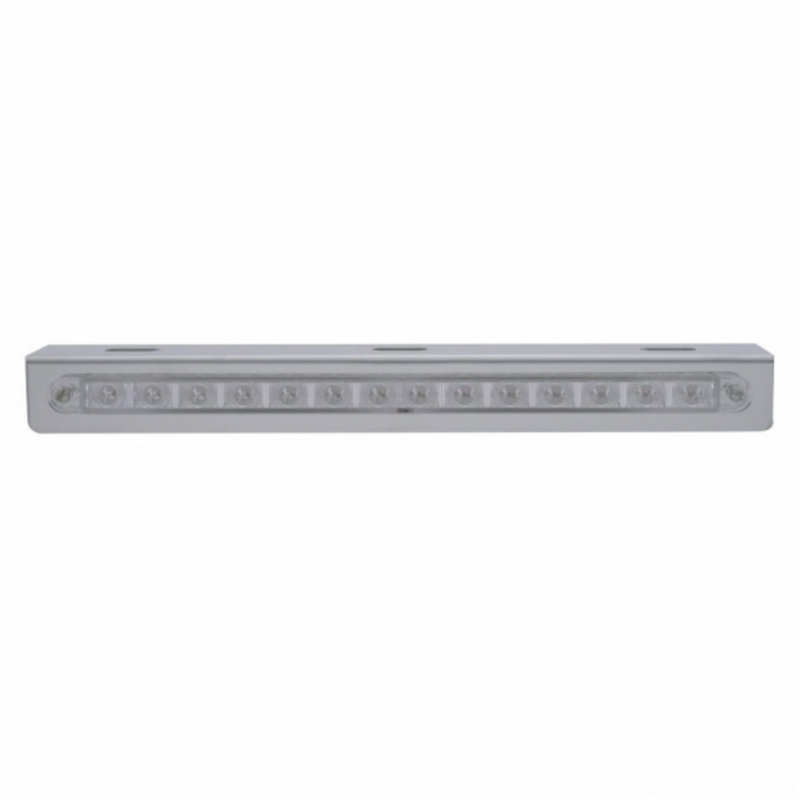 United Pacific 12-3/4" Stainless Light Bracket With 14 LED 12" Light Bar Amber LED/Clear Lens 20773
