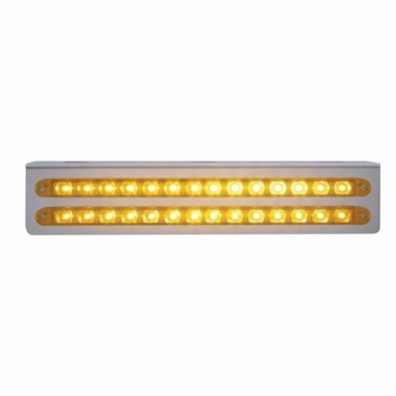 United Pacific 12-3/4" Stainless Light Bracket With 2X 14 LED 12" Light Bars Amber LED/Amber Lens 20776