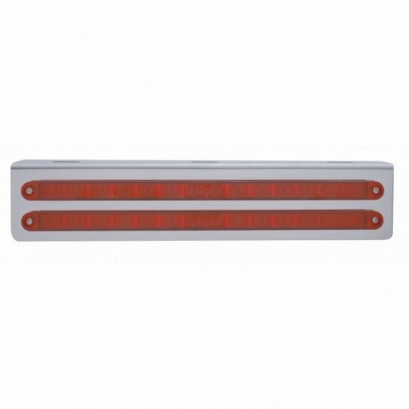 United Pacific 12-3/4" Stainless Light Bracket With 2X 14 LED 12" Light Bars Red LED/Red Lens 20777