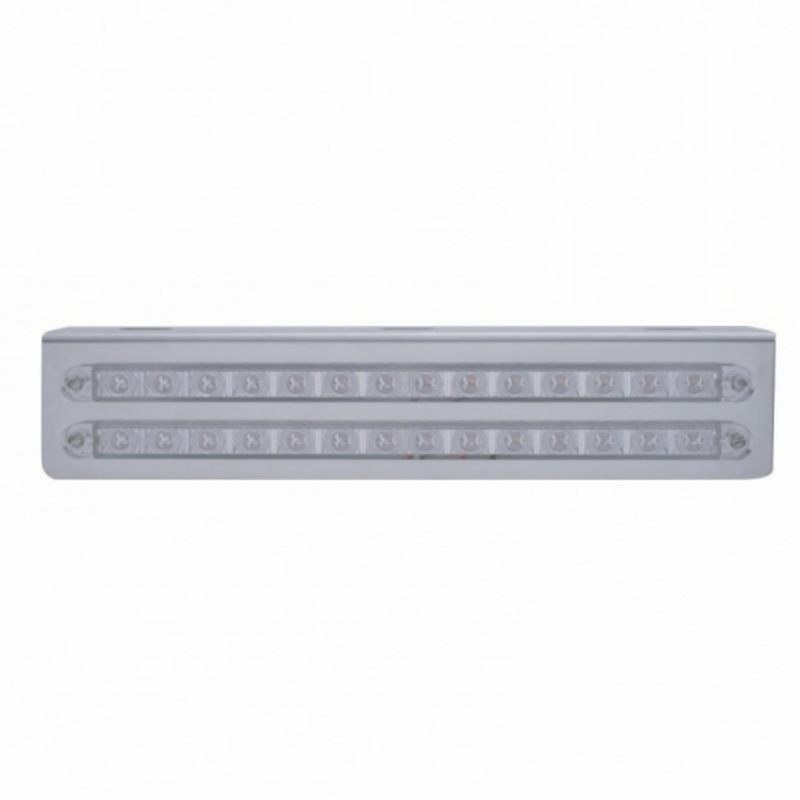 United Pacific 12-3/4" Stainless Light Bracket With 2X 14 LED 12" Light Bars Amber LED/Clear Lens 20778