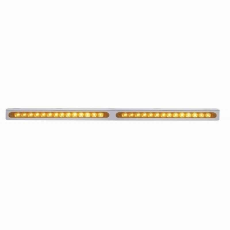 United Pacific 25-5/16" Stainless Light Bracket With 2X 14 LED 12" Light Bars Amber LED/Amber Lens 20781