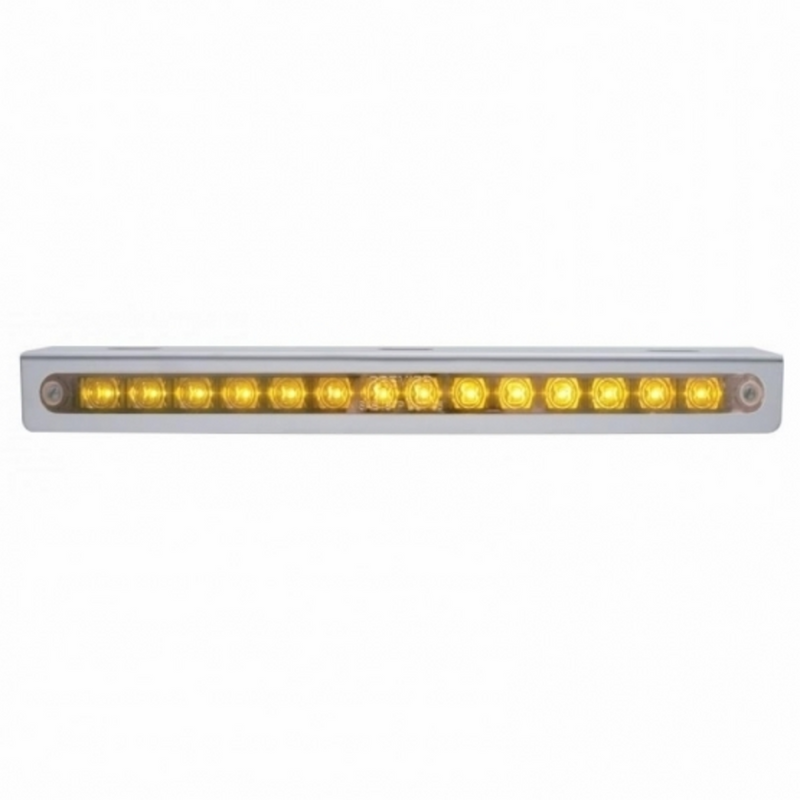 United Pacific 12-3/4" Stainless Light Bracket With 14 LED 12" Light Bar Amber LED/Chrome Lens 20790