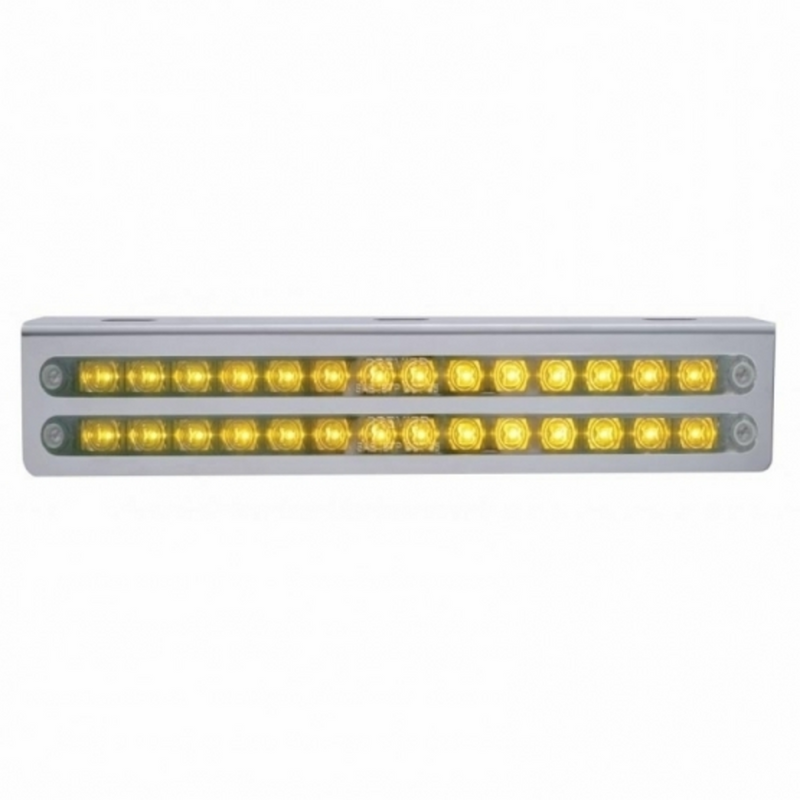 United Pacific 12-3/4" Stainless Light Bracket With 2X 14 LED 12" Light Bars Amber LED/Chrome Lens 20792
