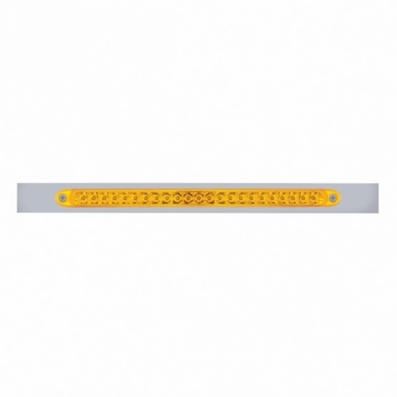 United Pacific Chrome Top Mud Flap Plate With 23 LED 17" Reflector Light Bar Amber LED/Amber Lens (Each) 20865