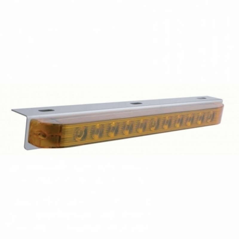 United Pacific 17-5/16" Stainless Light Bracket With 11 LED 17" Light Bar Amber LED/Amber Lens 20901