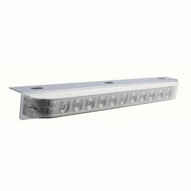 United Pacific 17-5/16" Stainless Light Bracket With 11 LED 17" Light Bar Amber LED/Clear Lens 20903